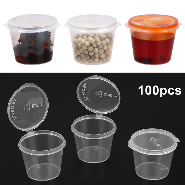 100pcs Chutney Chili Sauce Cups Food Small Sauce Container Box Plastic  Clear With Lids Kitchen Organizer Disposable Sauce Pot - Bottles,jars &  Boxes - AliExpress